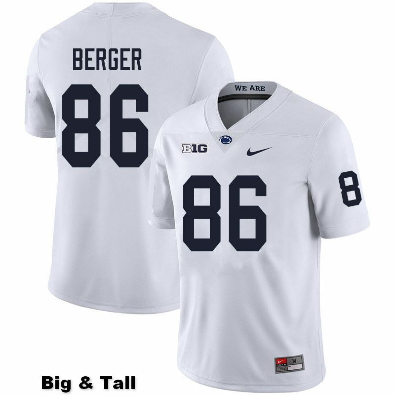NCAA Nike Men's Penn State Nittany Lions Alec Berger #86 College Football Authentic Big & Tall White Stitched Jersey VZJ2298QK
